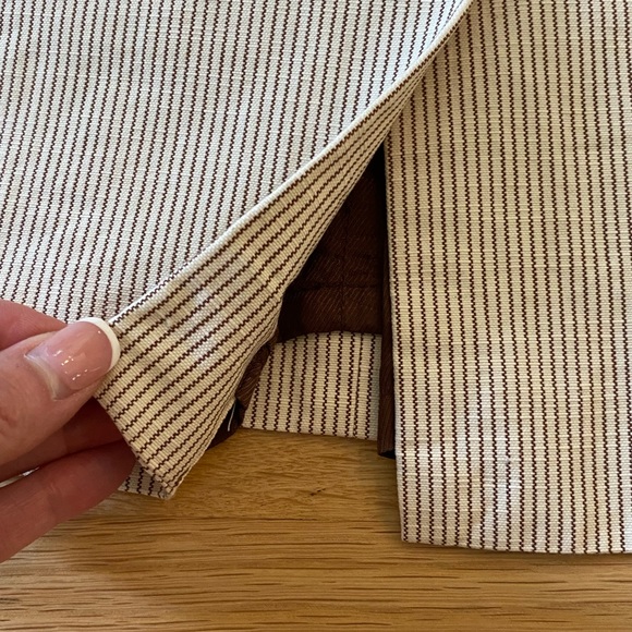 Brooks Brothers 2 PC Womens Tan w Brown Pinstripes Jacket & Skirt Set / Size 16 - Picture 12 of 16
